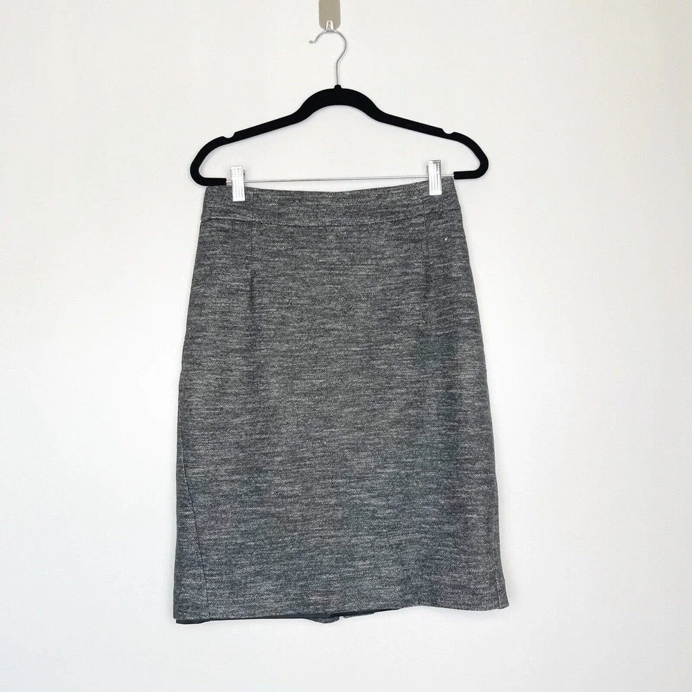 Theory Tweed Pencil Skirt Wool Blend Gray 4